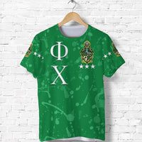 Green Phi Chi T-shirt with front crest and Phi/X emblem