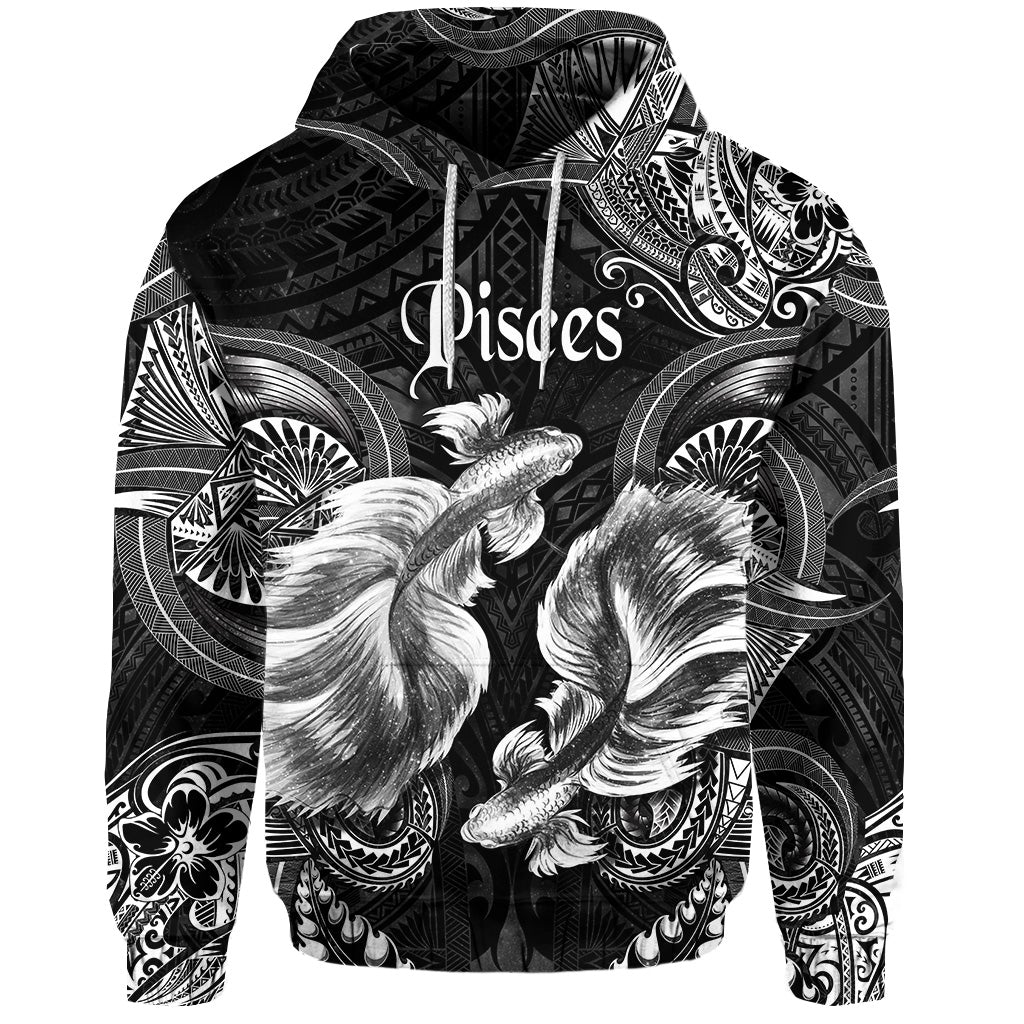 Custom Pisces Zodiac Polynesian Hoodie Unique Style Black LT8 - Wonder Print Shop