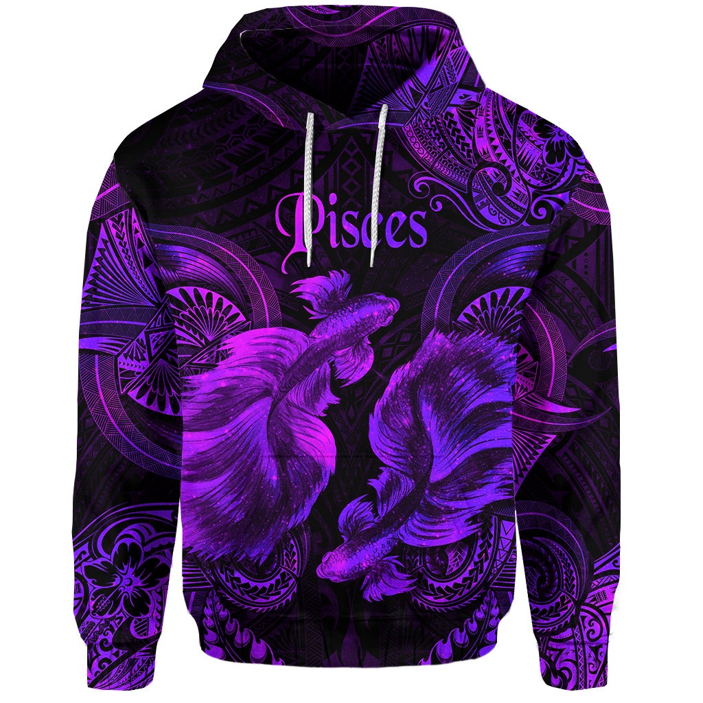 Custom Pisces Zodiac Polynesian Hoodie Unique Style Purple LT8 - Wonder Print Shop