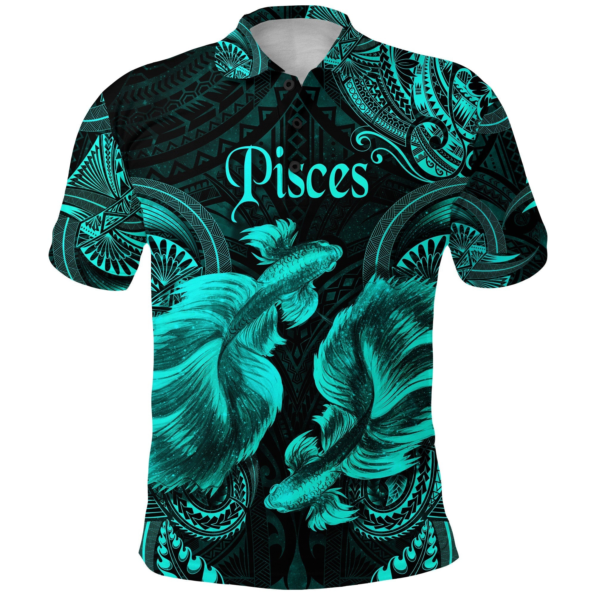 Custom Pisces Zodiac Polynesian Polo Shirt Unique Style Turquoise LT8 - Wonder Print Shop