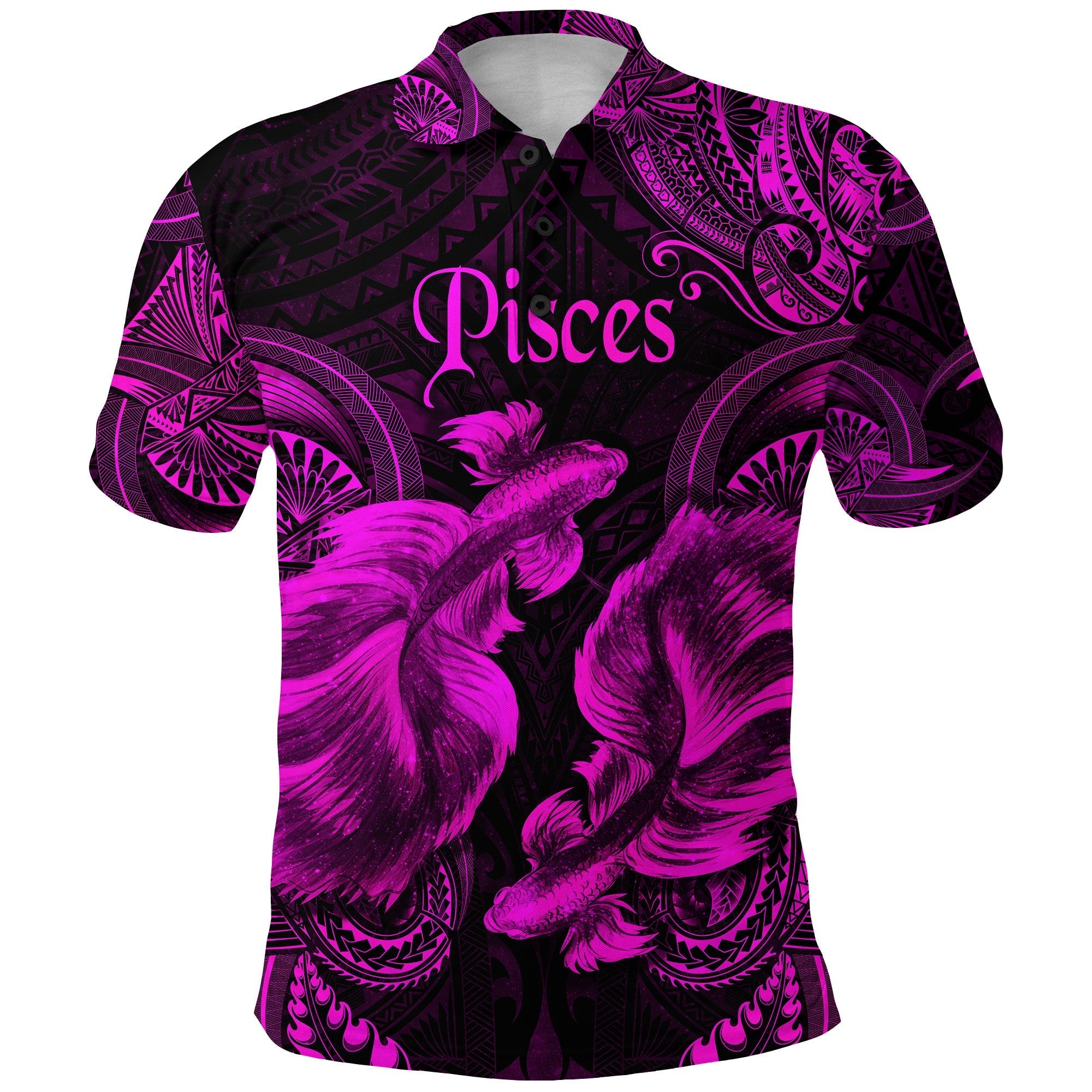 Custom Pisces Zodiac Polynesian Polo Shirt Unique Style Pink LT8 - Wonder Print Shop