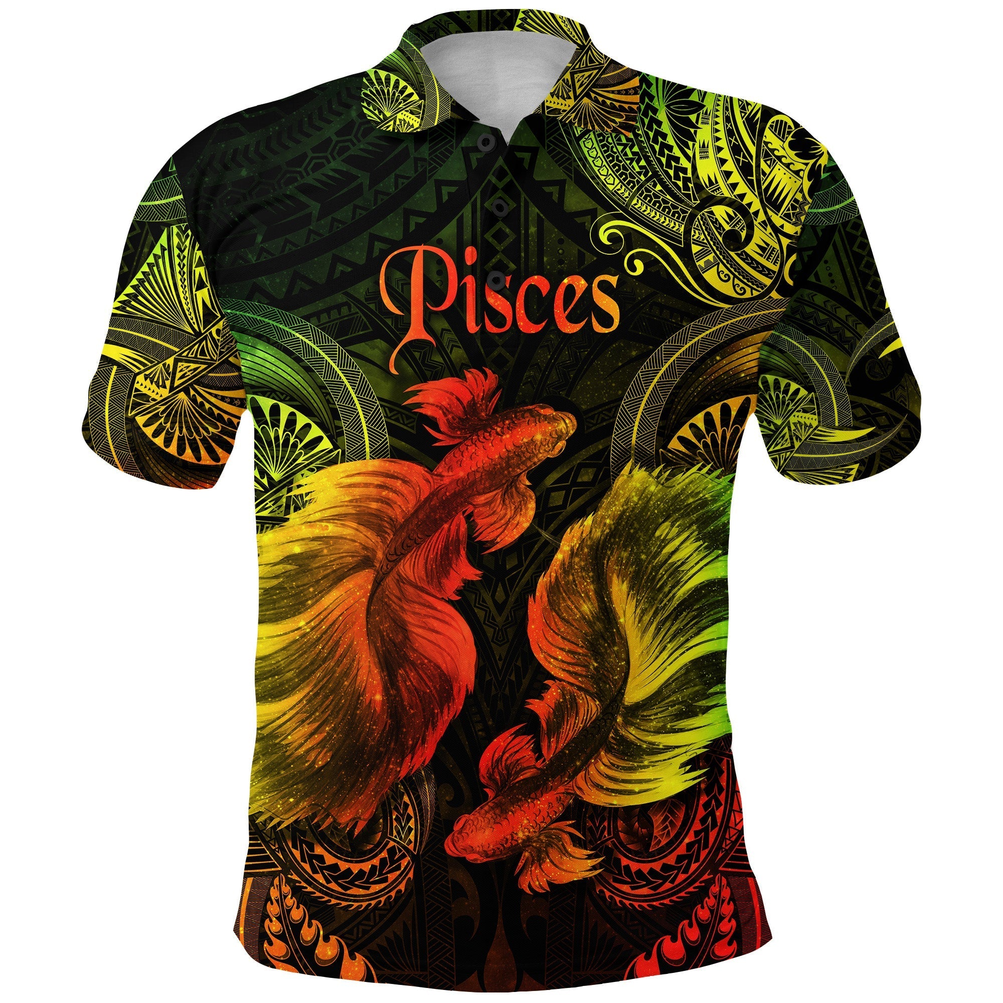 Custom Pisces Zodiac Polynesian Polo Shirt Unique Style Reggae LT8 - Wonder Print Shop