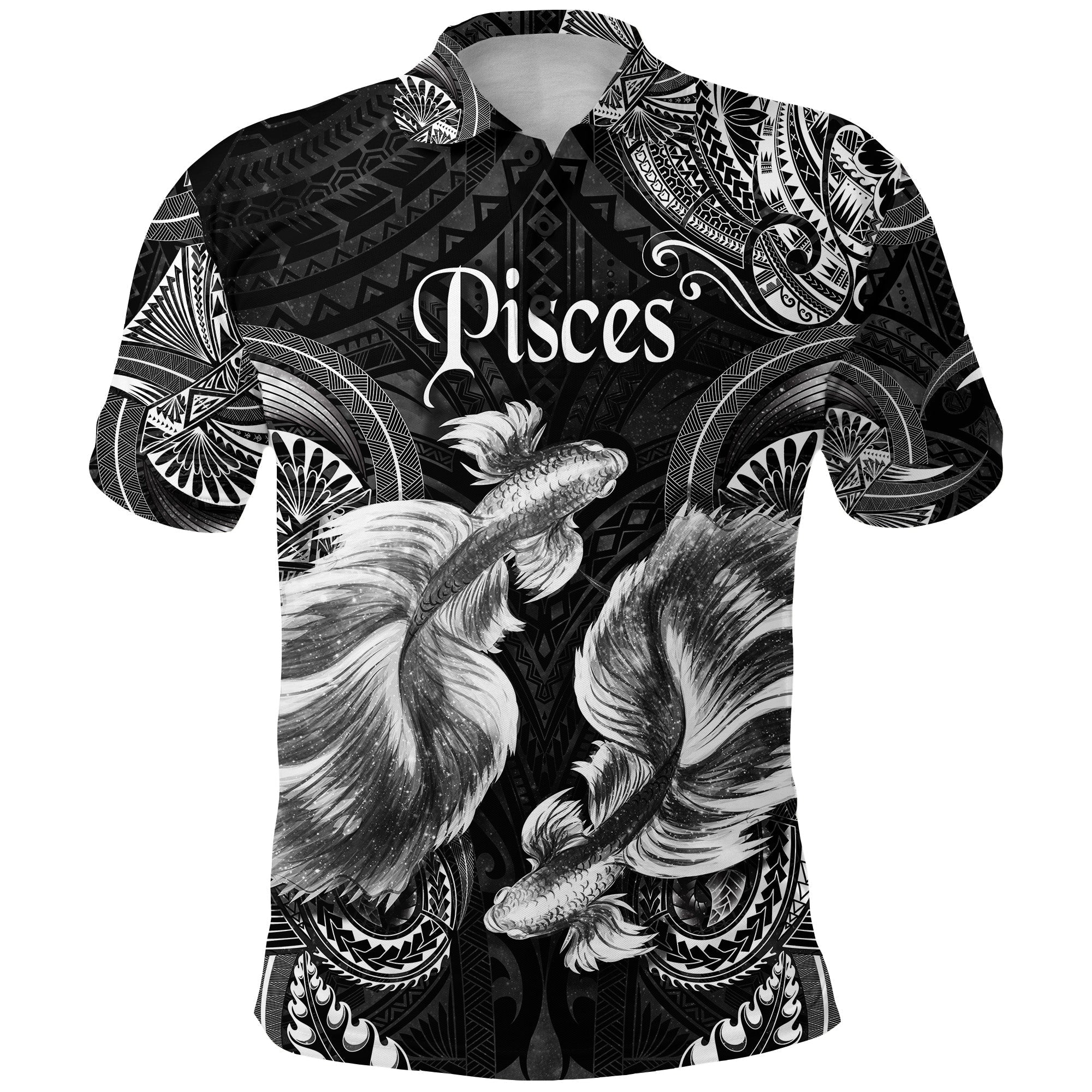 Custom Pisces Zodiac Polynesian Polo Shirt Unique Style Black LT8 - Wonder Print Shop