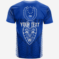 Blue T-shirt back with Pohnpei heart graphic and your text placeholder