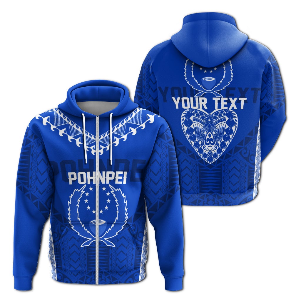 Custom FSM Pohnpei Heart Shape Zip Up Hoodie Micronesia Pattern - Wonder Print Shop