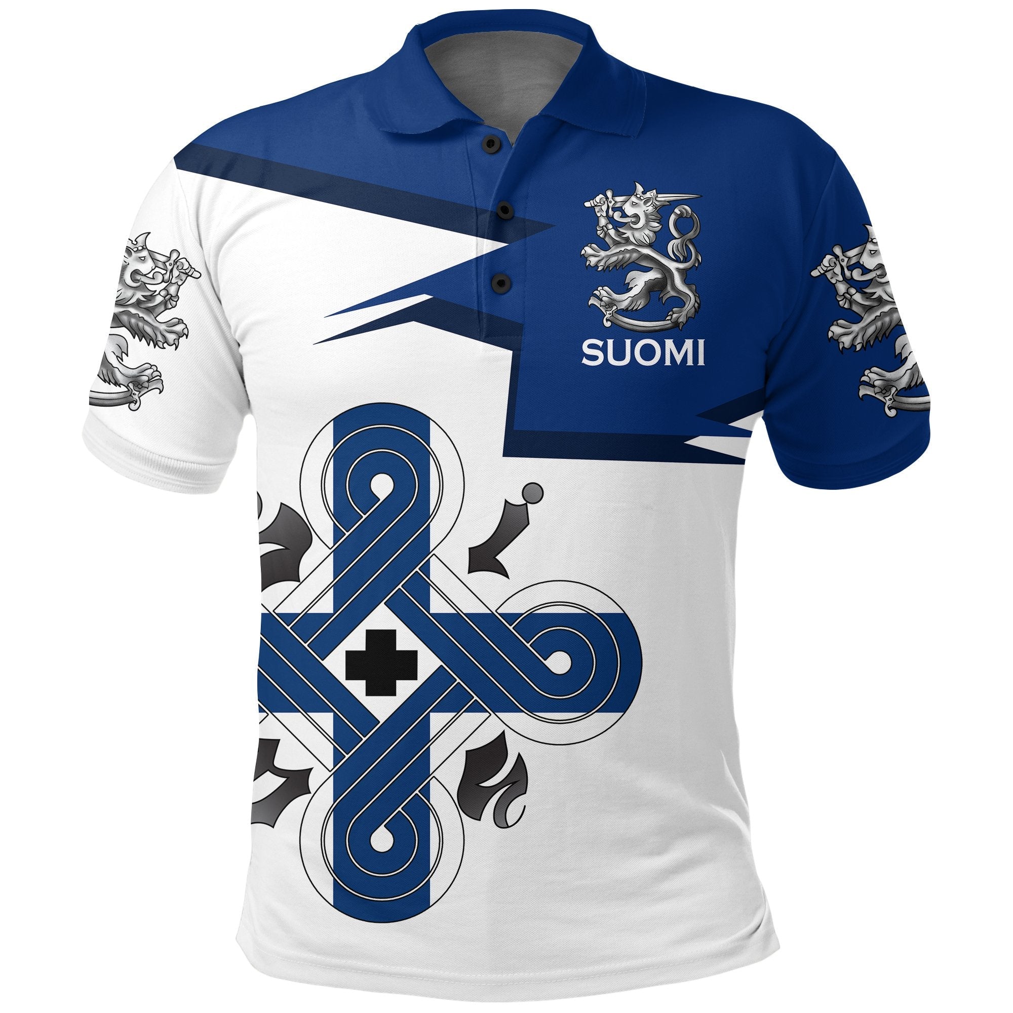 Finland Polo Shirt Finnish Tattoo Style - Wonder Print Shop