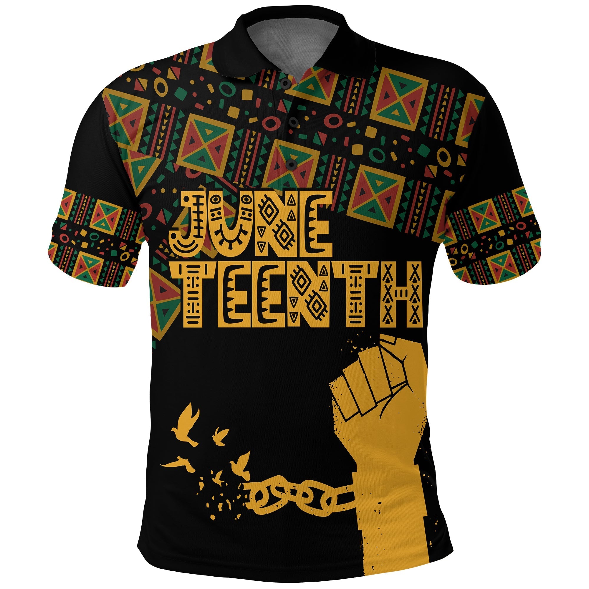 Juneteenth Tribal Pattern Polo Shirt Freedom Day - Wonder Print Shop