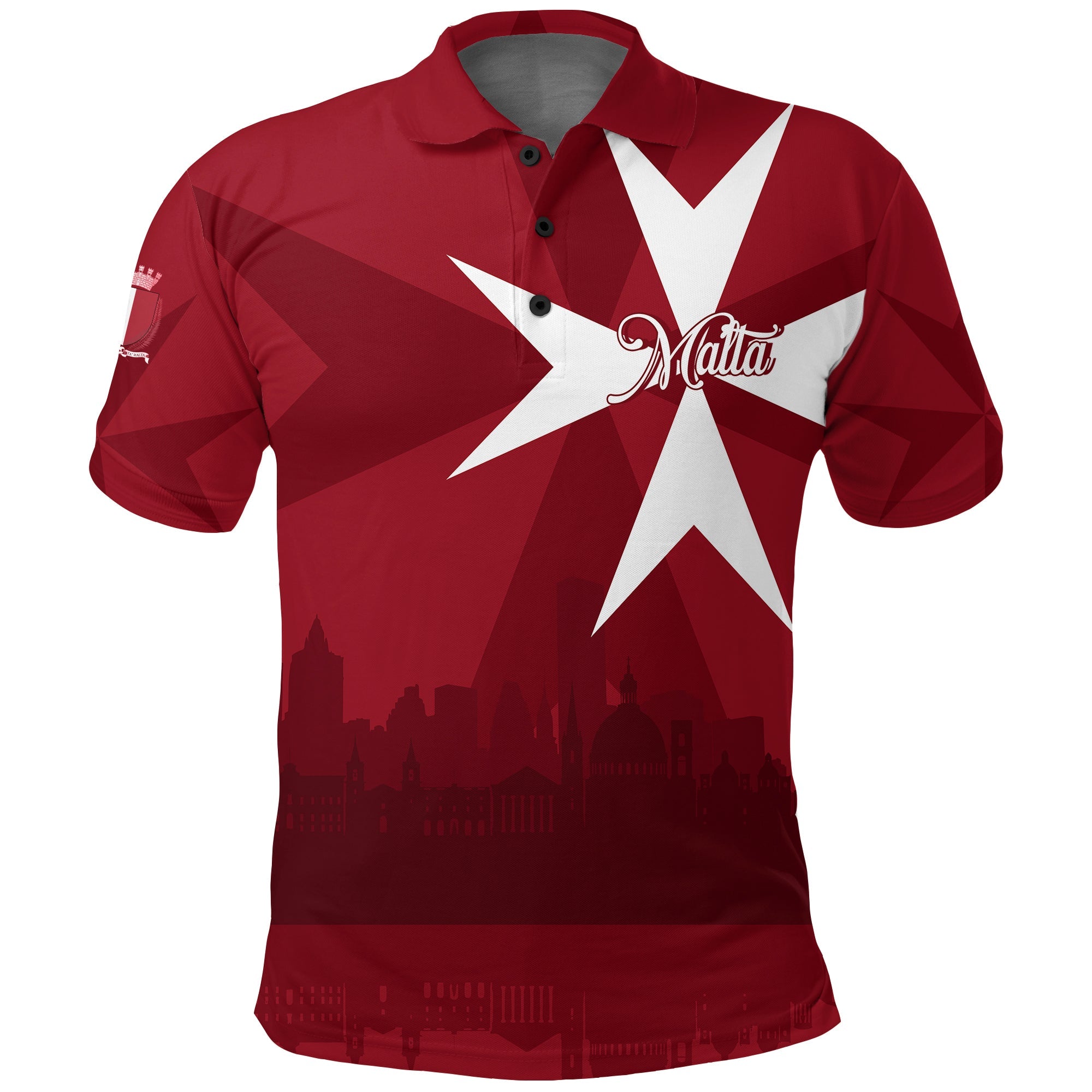 Custom Malta Valletta Skyline Polo Shirt Maltese Cross - Wonder Print Shop