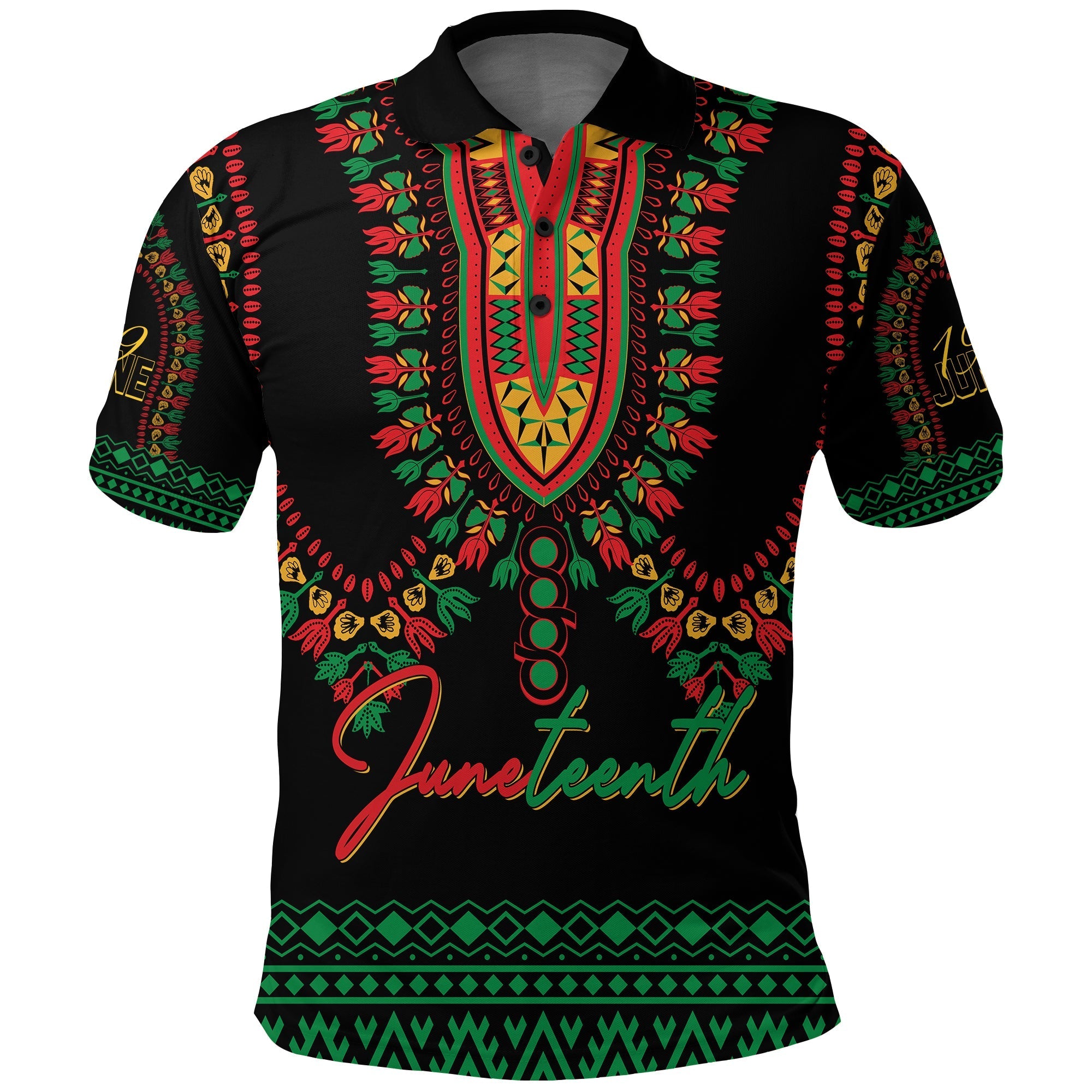 juneteenth-dashiki-personalised-polo-shirt-freedom-united-pan-african-flag