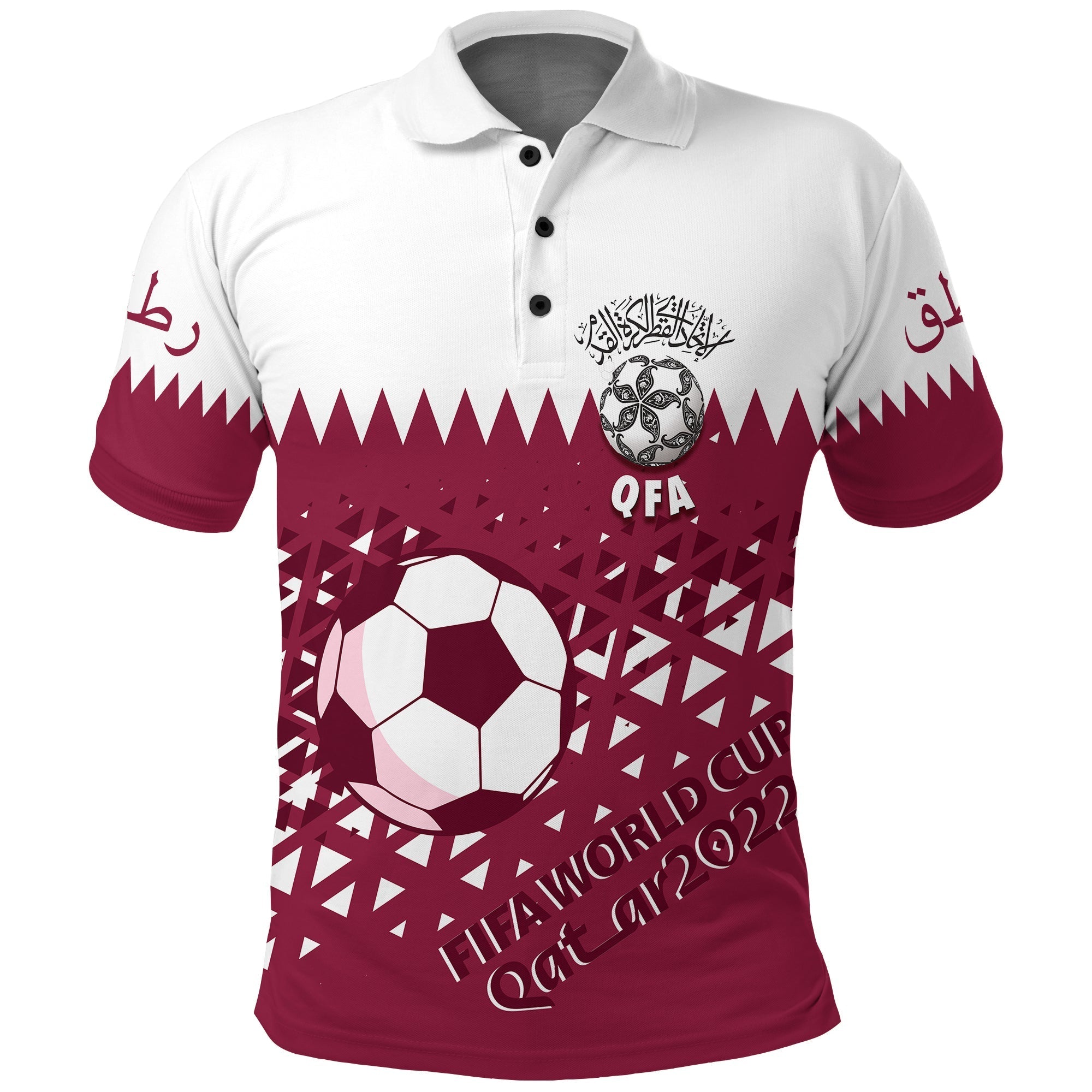 Custom Qatar Polo Shirt Football 2022 Sporty Vibes - Wonder Print Shop