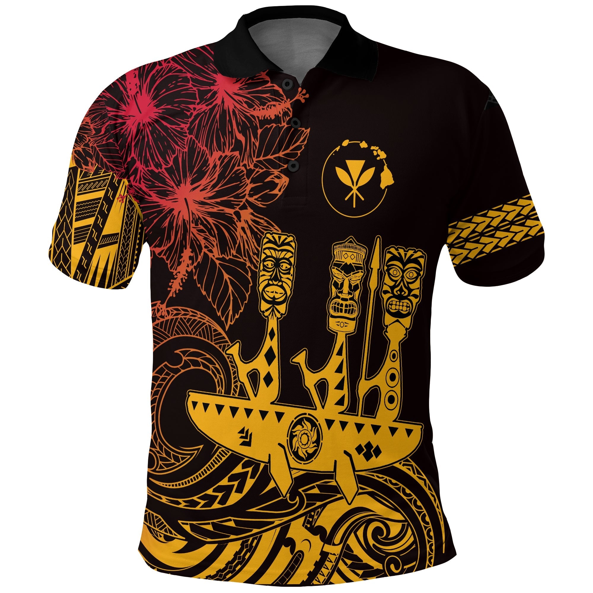 Hawaii Outrigger Canoe Paddling Polo Shirt Tribal Tiki - Wonder Print Shop