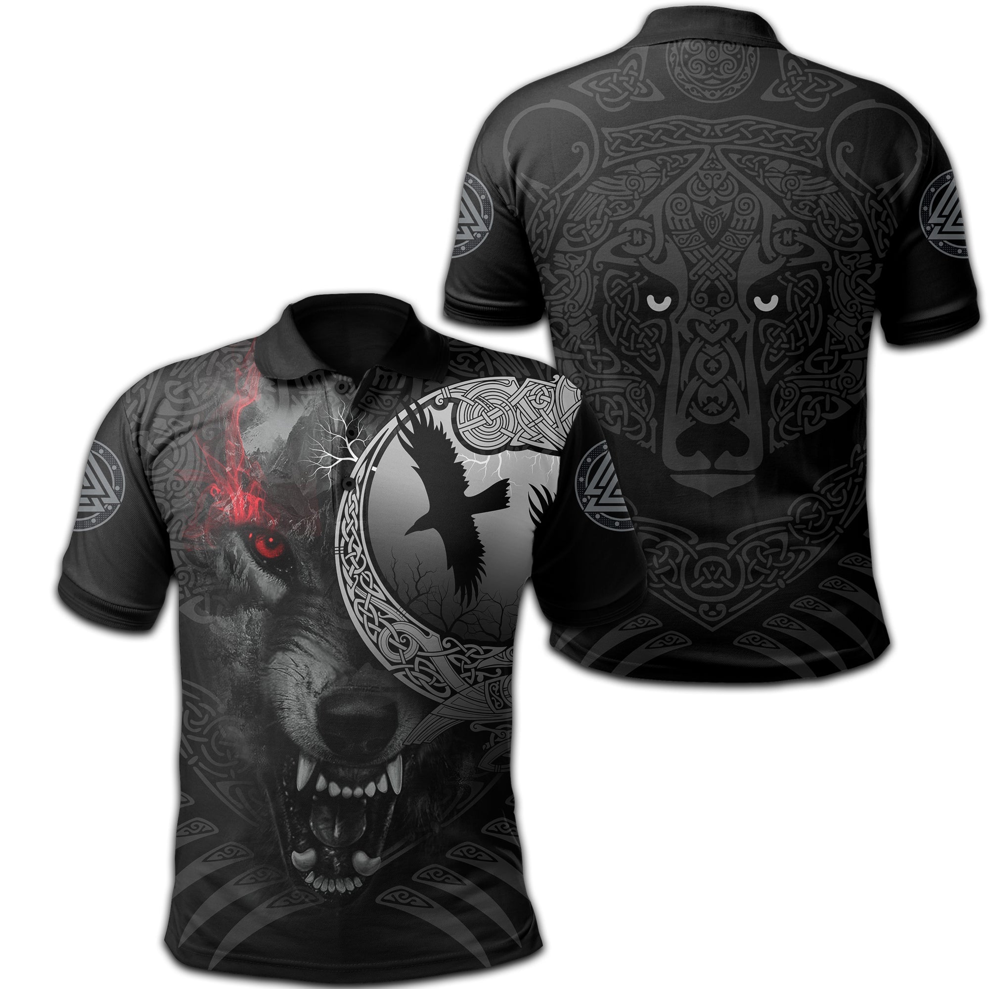 Viking Polo Shirt Angry Moon Wolf RLT12 - Wonder Print Shop