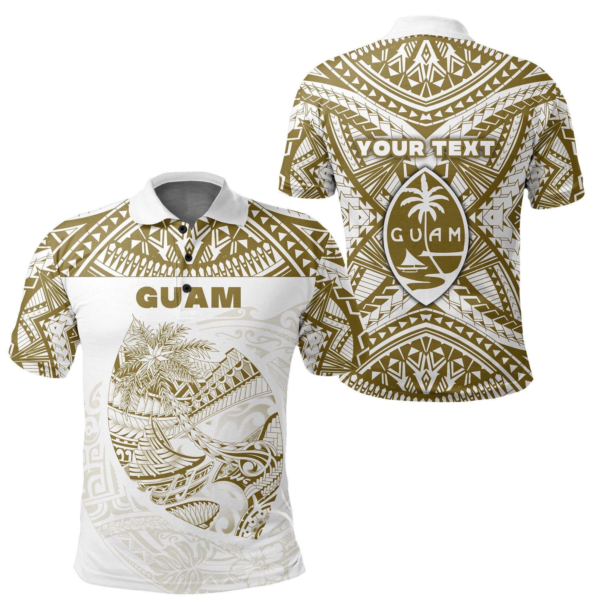 Custom Guam Rugby Polo Shirt Polynesian Patterns Gold Old LT16 - Wonder Print Shop