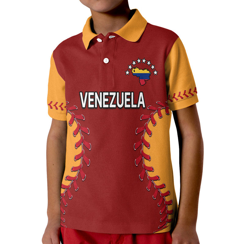 Venezuela Baseball Flag Map Polo Shirt for Kid - Wonder Print Shop