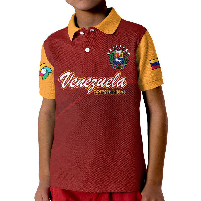 Venezuela Baseball Polo Shirt 2023 for Kid Venezuela Coat Of Arms - Wonder Print Shop