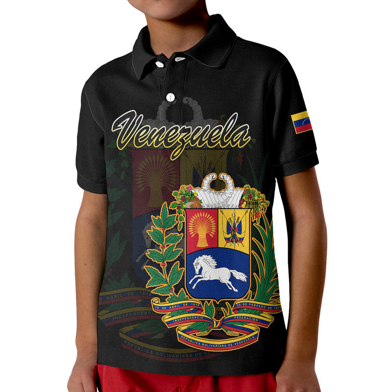 Custom Venezuela Polo Shirt Coat Of Arms for Kid - Wonder Print Shop