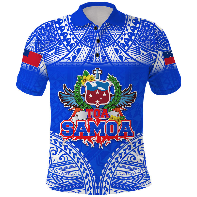 Toa Samoa Polynesian Rugby Polo Shirt Samoan Flag Blue Color - Wonder Print Shop