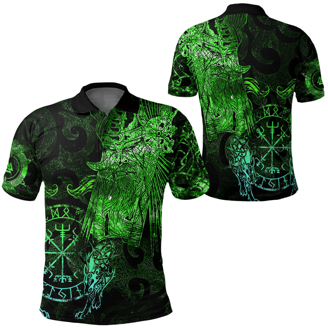 Viking Clothing Viking Odin Tattoo Green Version Polo Shirt RLT12 - Wonder Print Shop