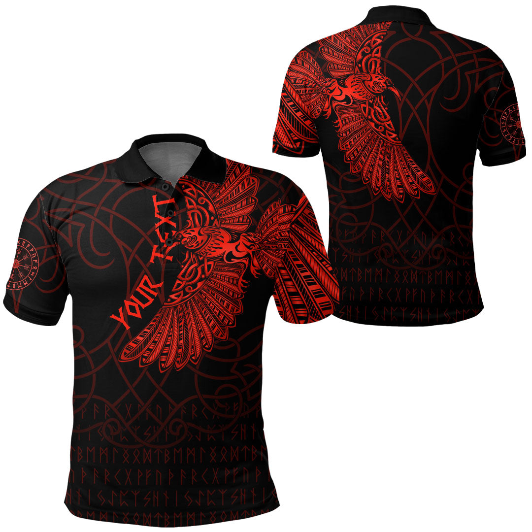 Custom Viking Polo Shirt Odins Celtic Ravens Red Version Polo Shirt RLT12 - Wonder Print Shop