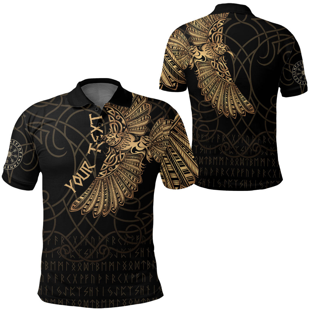 Custom Viking Polo Shirt Odins Celtic Ravens Gold Version Polo Shirt RLT12 - Wonder Print Shop