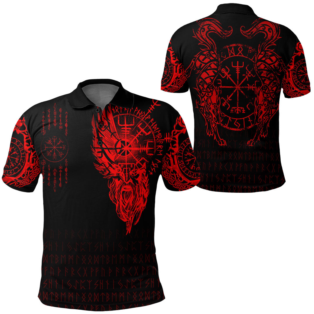 Viking Clothing Viking Compass Vegvisir Tattoo Red Version Polo Shirt RLT12 - Wonder Print Shop