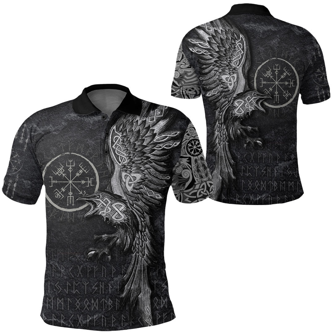 Viking Clothing Vegvisir With Raven Viking Compass Polo Shirt RLT12 - Wonder Print Shop