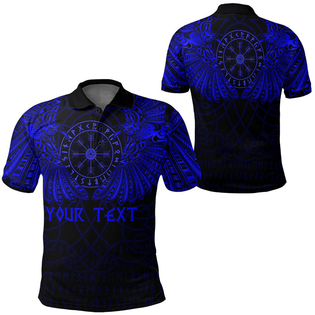 Custom Viking Polo Shirt Odins Celtic Two Ravens Blue Version Polo Shirt RLT12 - Wonder Print Shop