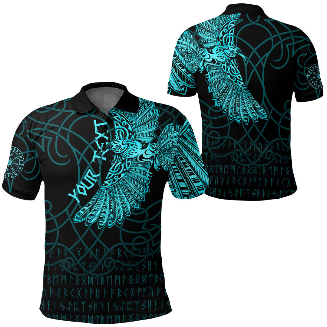 Custom Viking Polo Shirt Odins Celtic Ravens Cyan Version Polo Shirt RLT12 - Wonder Print Shop