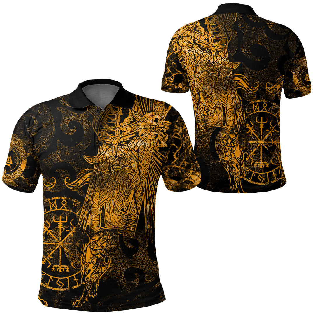 Viking Clothing Viking Odin Tattoo Gold Version Polo Shirt RLT12 - Wonder Print Shop