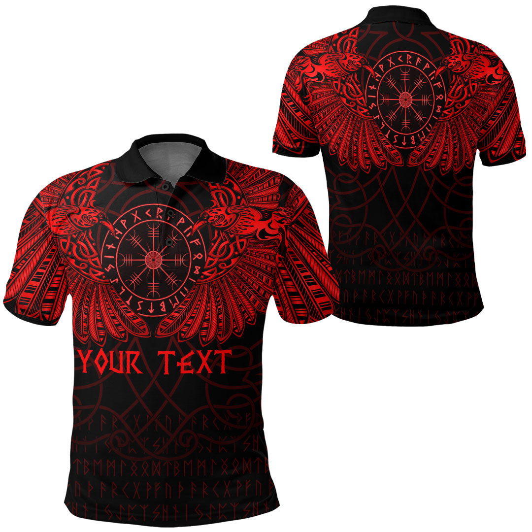 Custom Viking Polo Shirt Odins Celtic Two Ravens Red Version Polo Shirt RLT12 - Wonder Print Shop