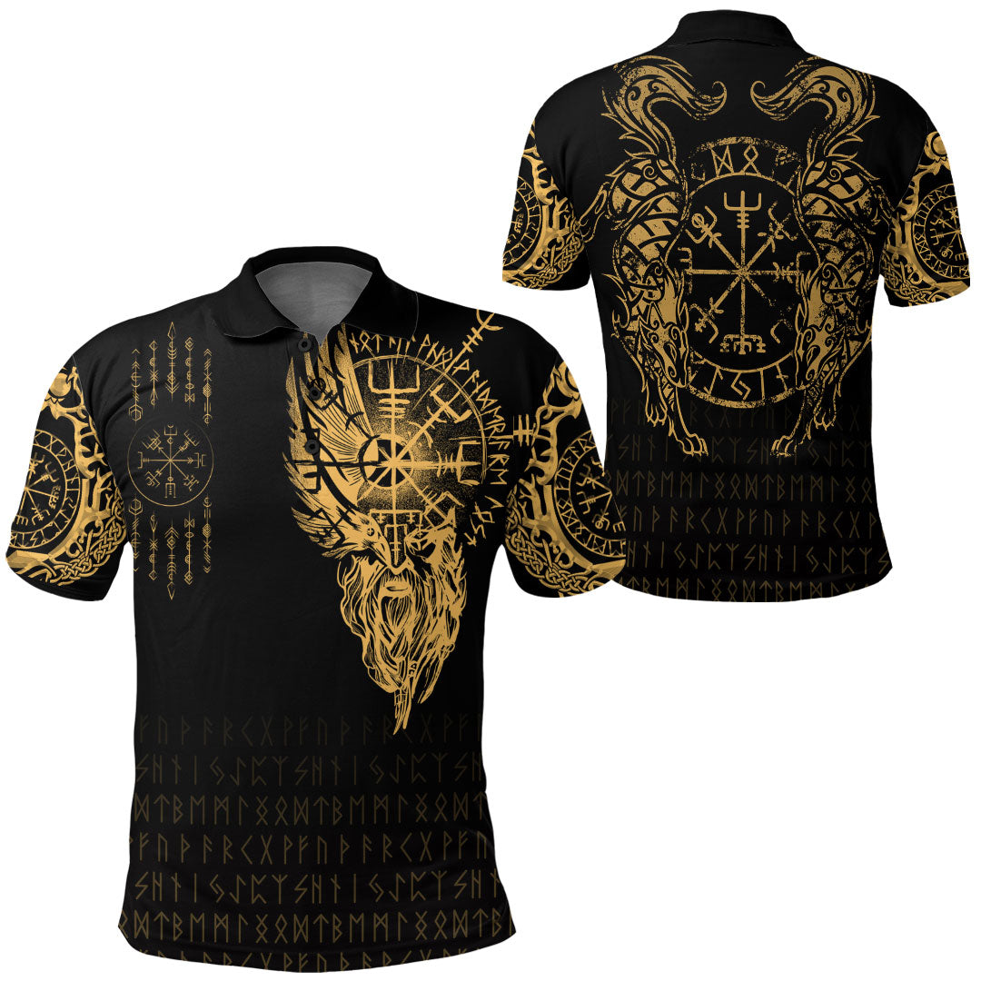 Viking Clothing Viking Compass Vegvisir Tattoo Gold Version Polo Shirt RLT12 - Wonder Print Shop