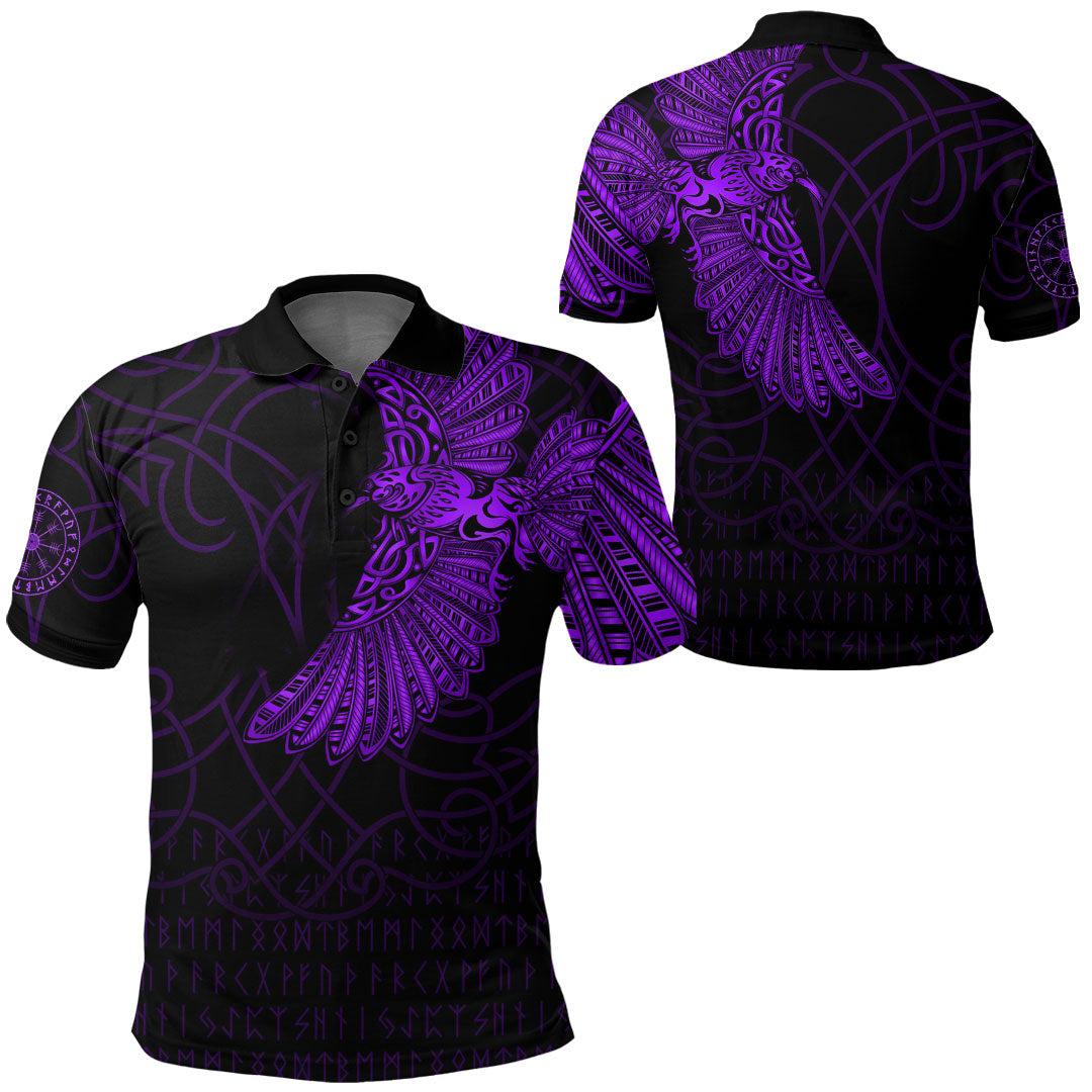 Viking Clothing Viking Odins Raven Tattoo Purple Version Polo Shirt RLT12 - Wonder Print Shop