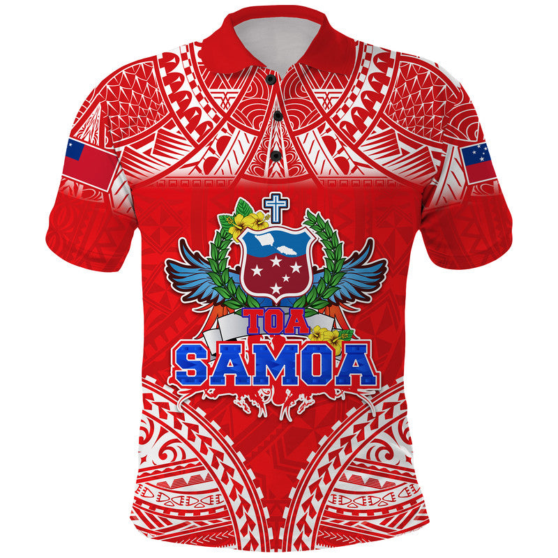 Custom Toa Samoa Polynesian Rugby Polo Shirt Samoan Flag Red Color - Wonder Print Shop