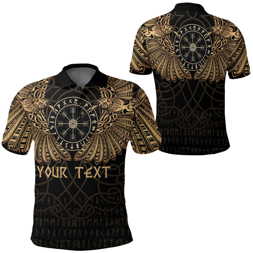 Custom Viking Polo Shirt Odins Celtic Two Ravens Gold Version Polo Shirt RLT12 - Wonder Print Shop