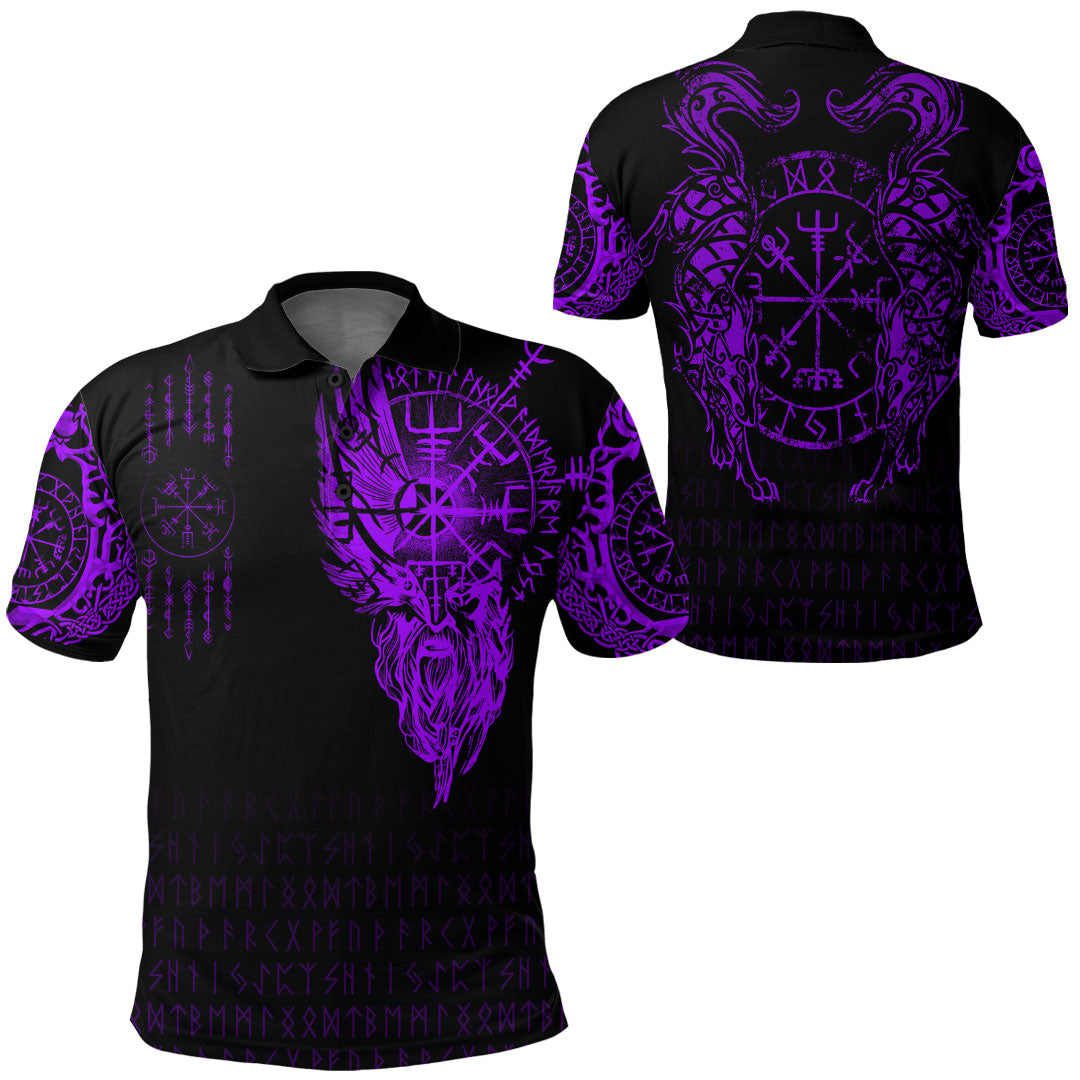 Viking Clothing Viking Compass Vegvisir Tattoo Purple Version Polo Shirt RLT12 - Wonder Print Shop