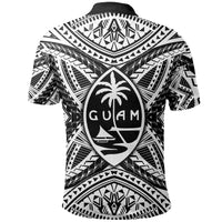Black rugby polo with Polynesian pattern and large GUAM emblem