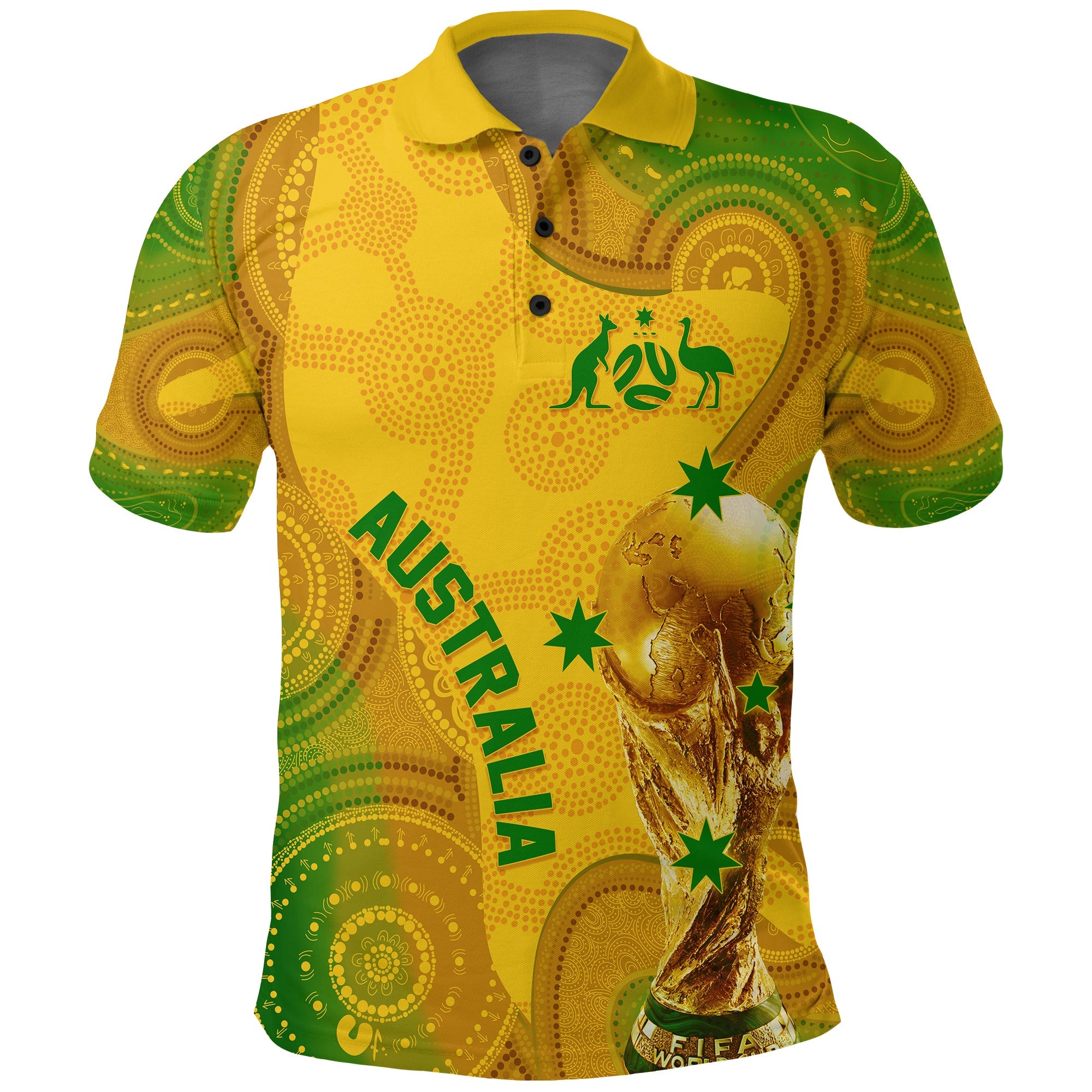 Personalised Australia Soccer WC 2022 Polo Shirt Aboriginal Socceroos - Wonder Print Shop