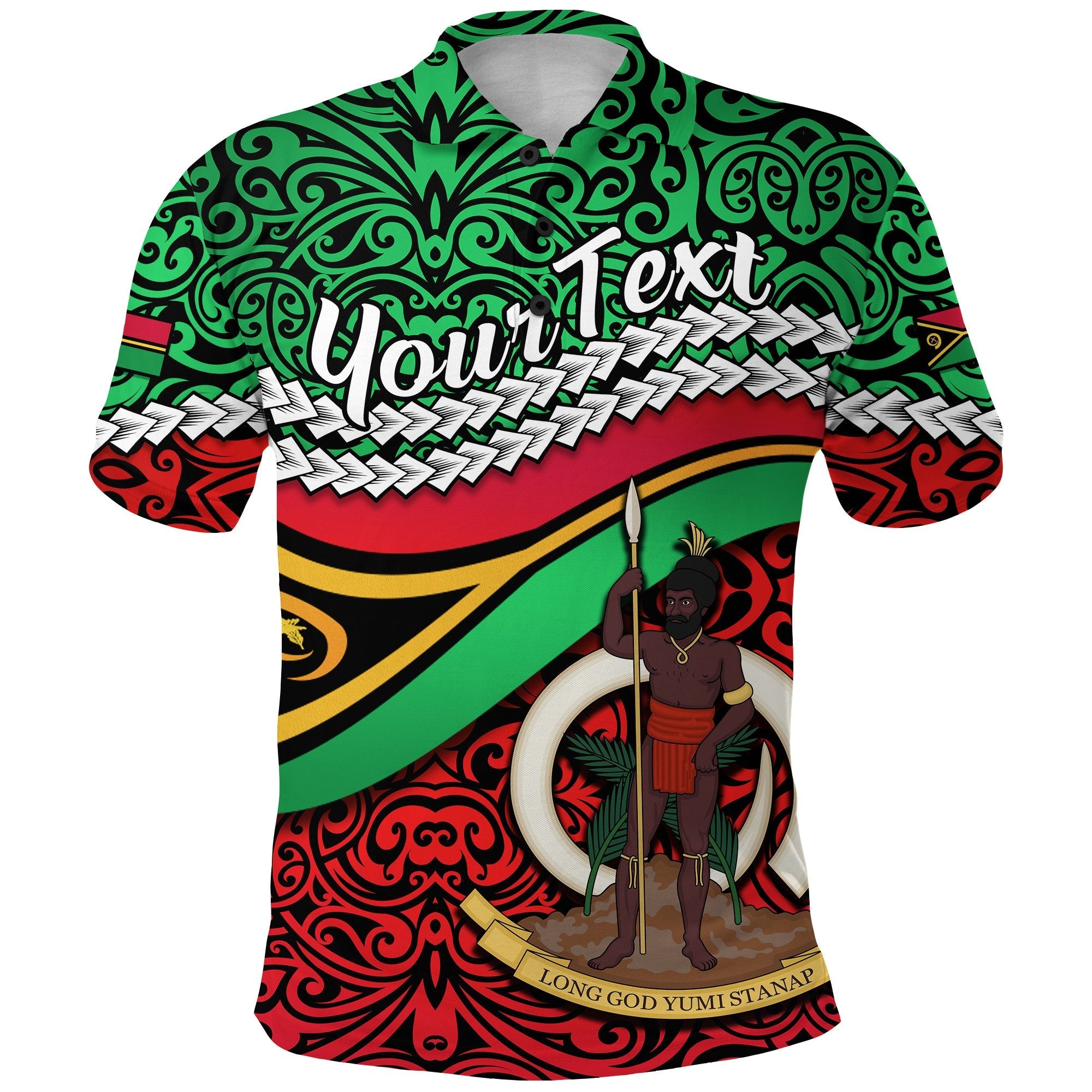 Custom Proud Vanuatu Polo Shirt Pattern Mix Flag LT13 - Wonder Print Shop