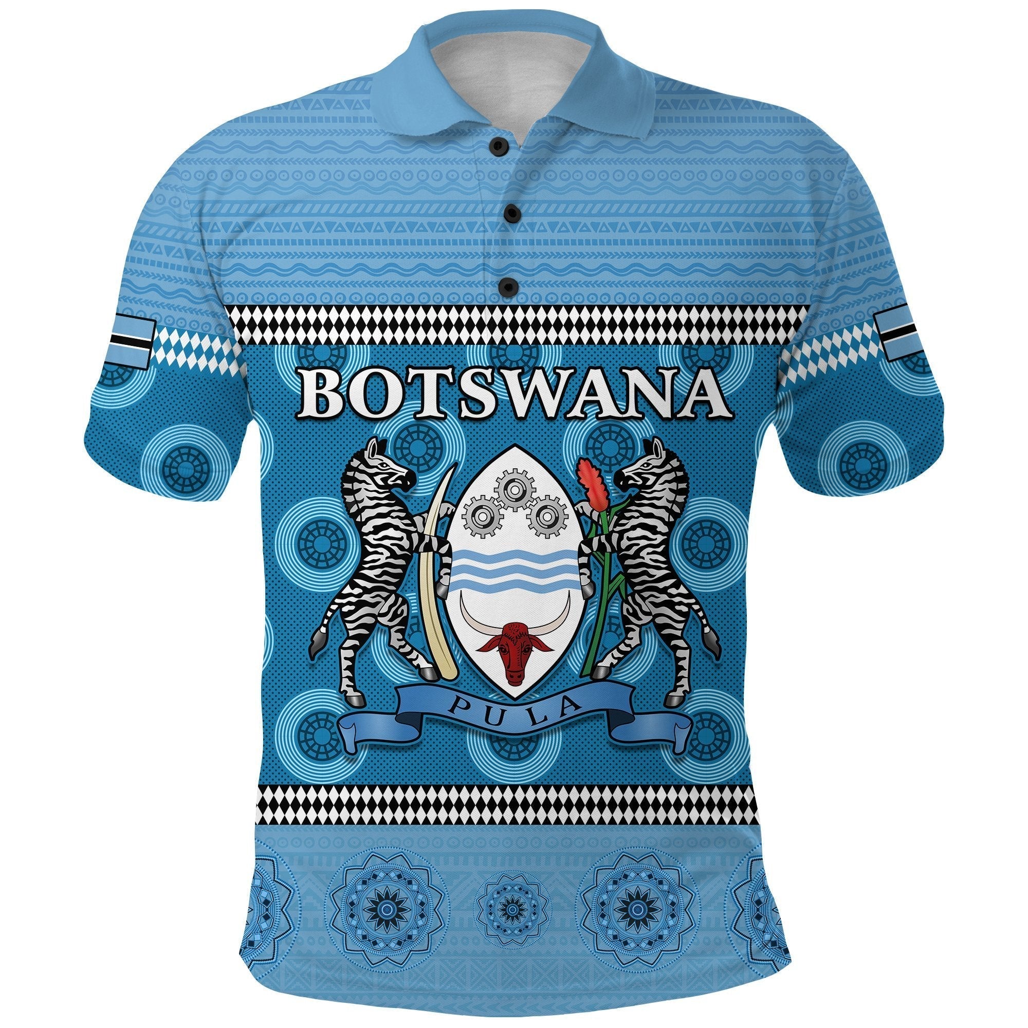 Botswana Polo Shirt Independence Anniversary Flag and Pattern LT13 - Wonder Print Shop