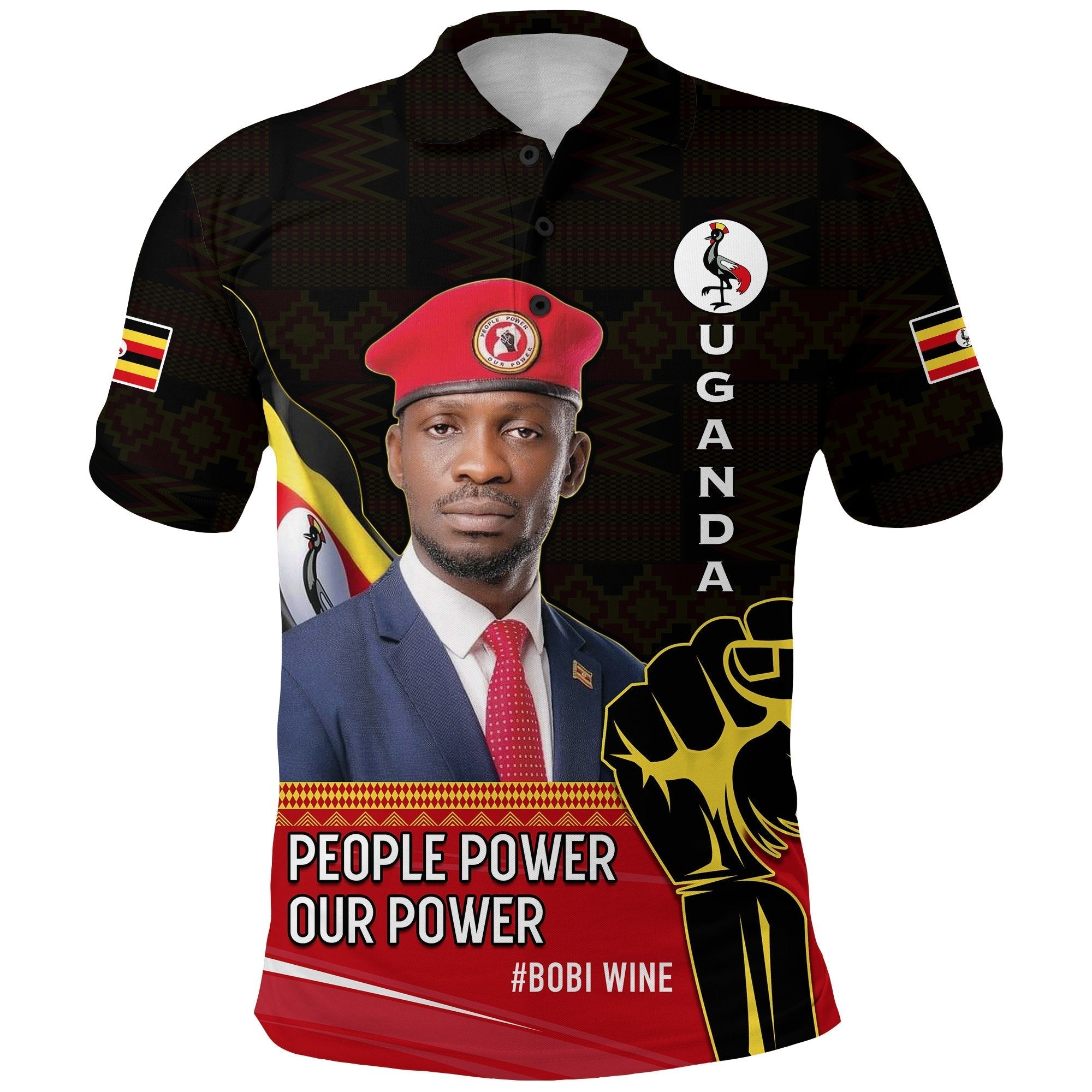 Uganda Polo Shirt Bobi Wine People Power Our Power LT13 - Wonder Print Shop