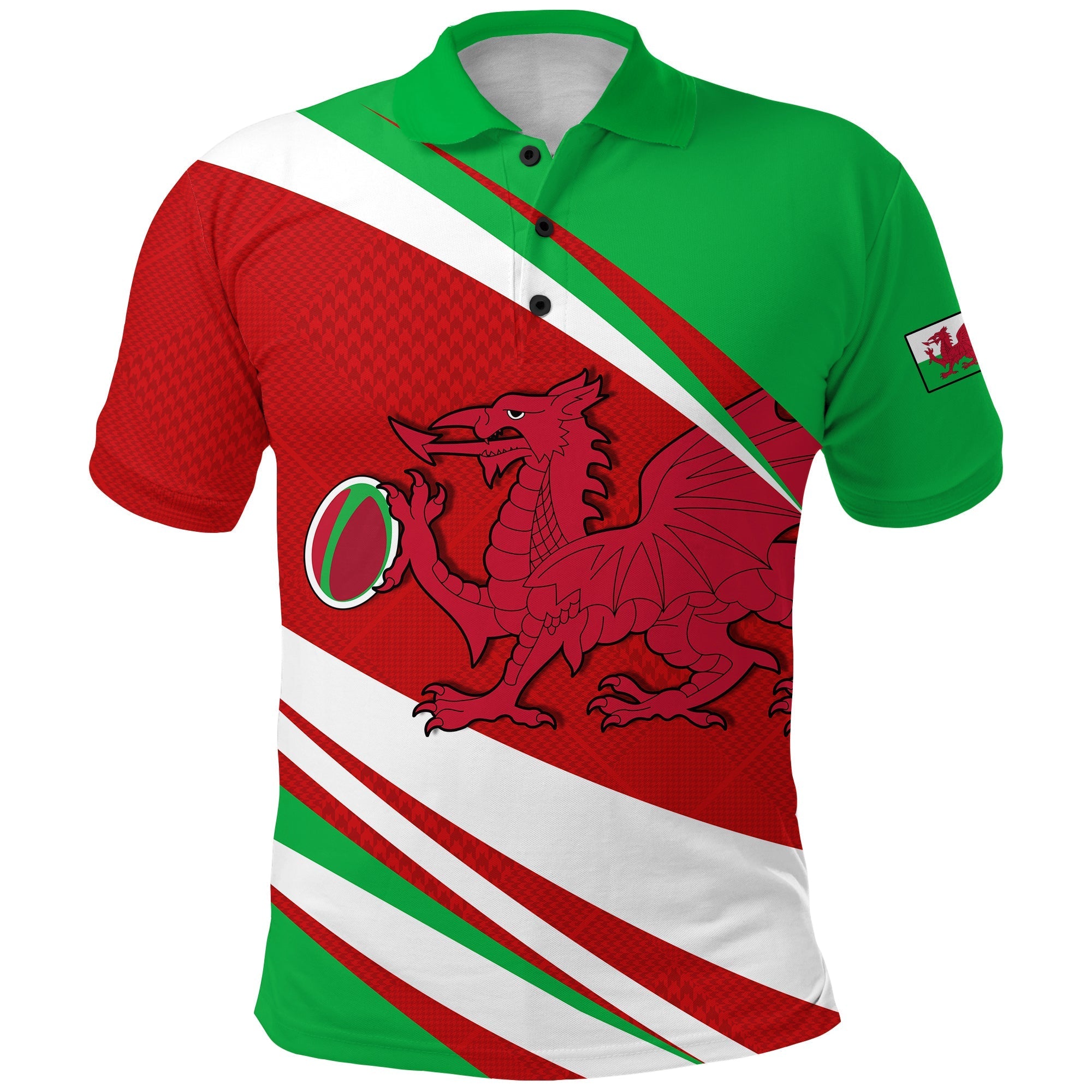 Wales Rugby 2022 Polo Shirt Mix Pattern Six Nations LT13 - Wonder Print Shop