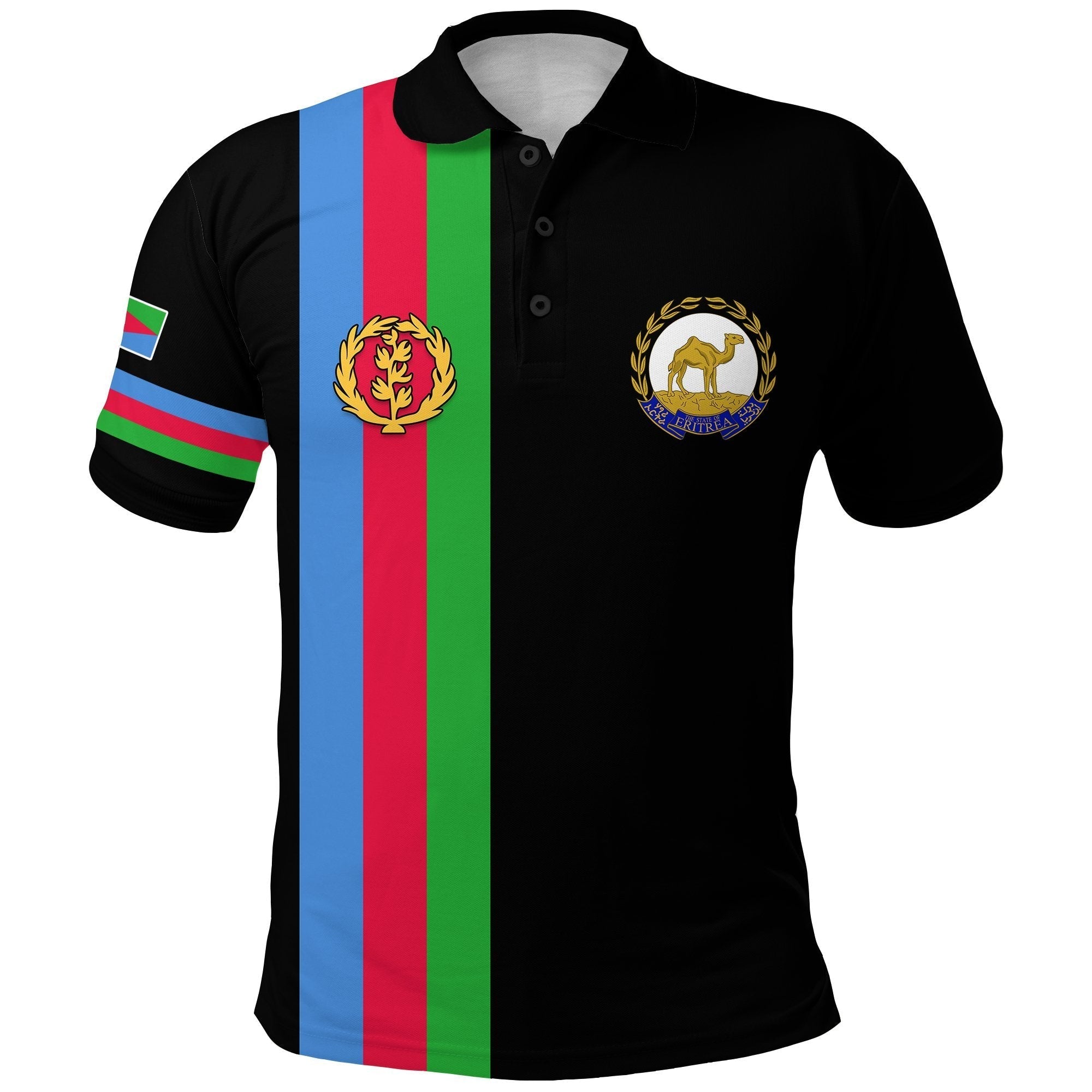 Eritrea Polo Shirt Striped Black LT13 - Wonder Print Shop