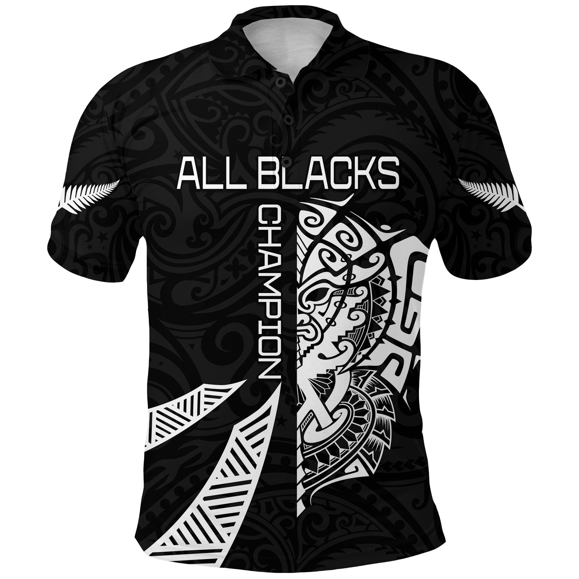 New Zealand Rugby Polo Shirt Haka All Black mix Ta Moko LT13 - Wonder Print Shop