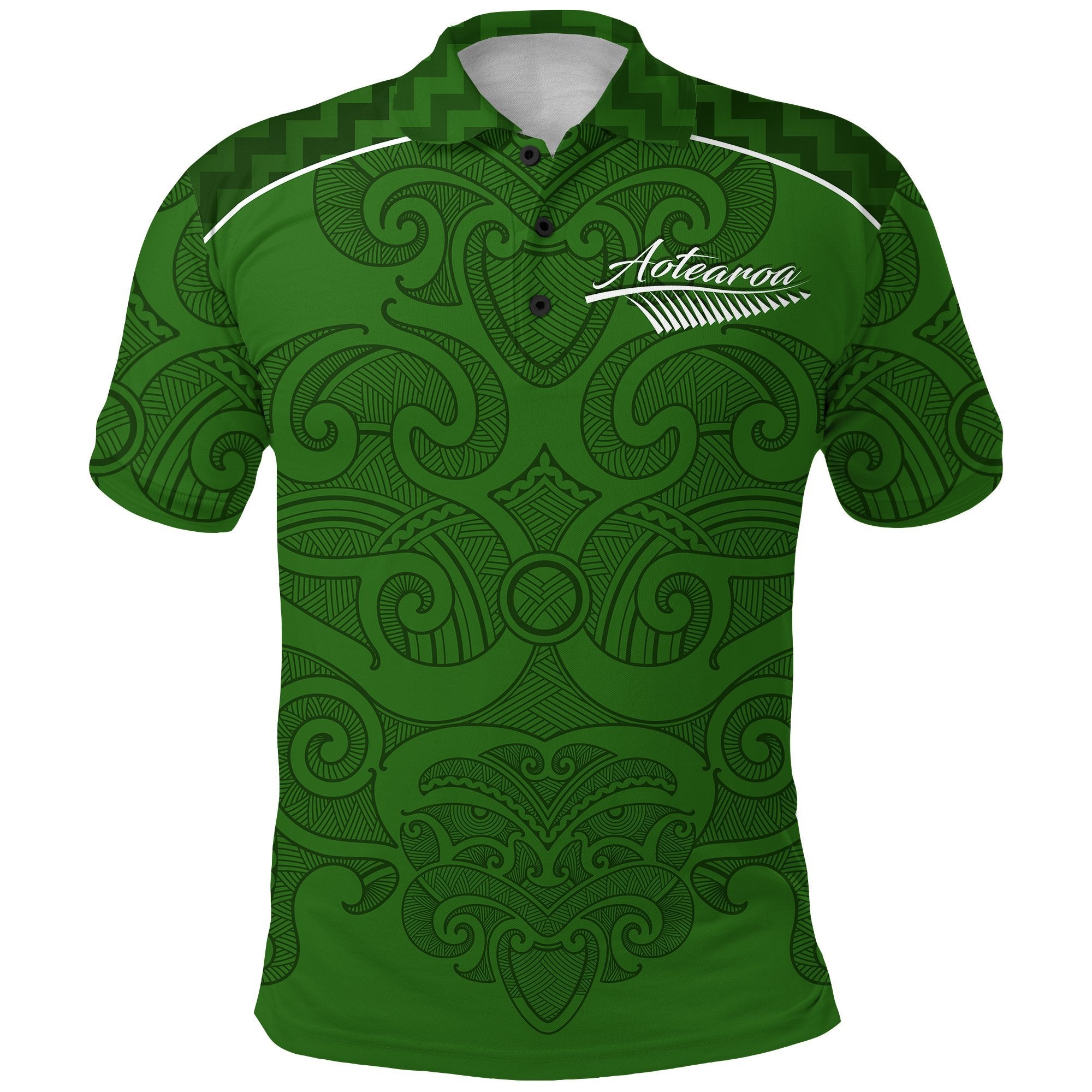 Maori 2021 Polo Shirt Green Aotearoa Tattoo LT13 - Wonder Print Shop