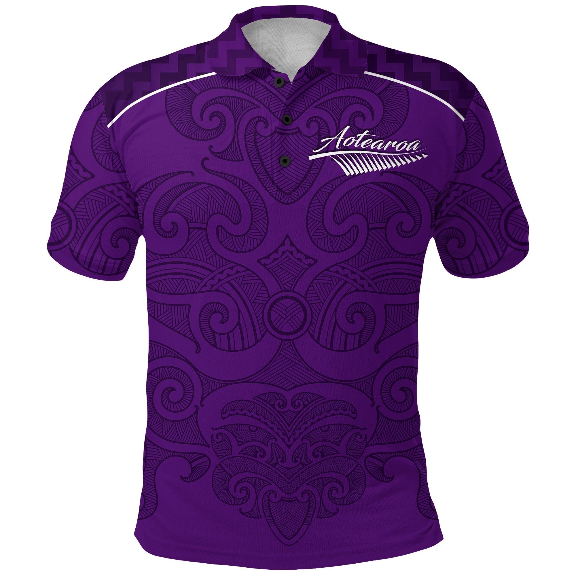 Maori 2021 Polo Shirt Purple Aotearoa Tattoo LT13 - Wonder Print Shop