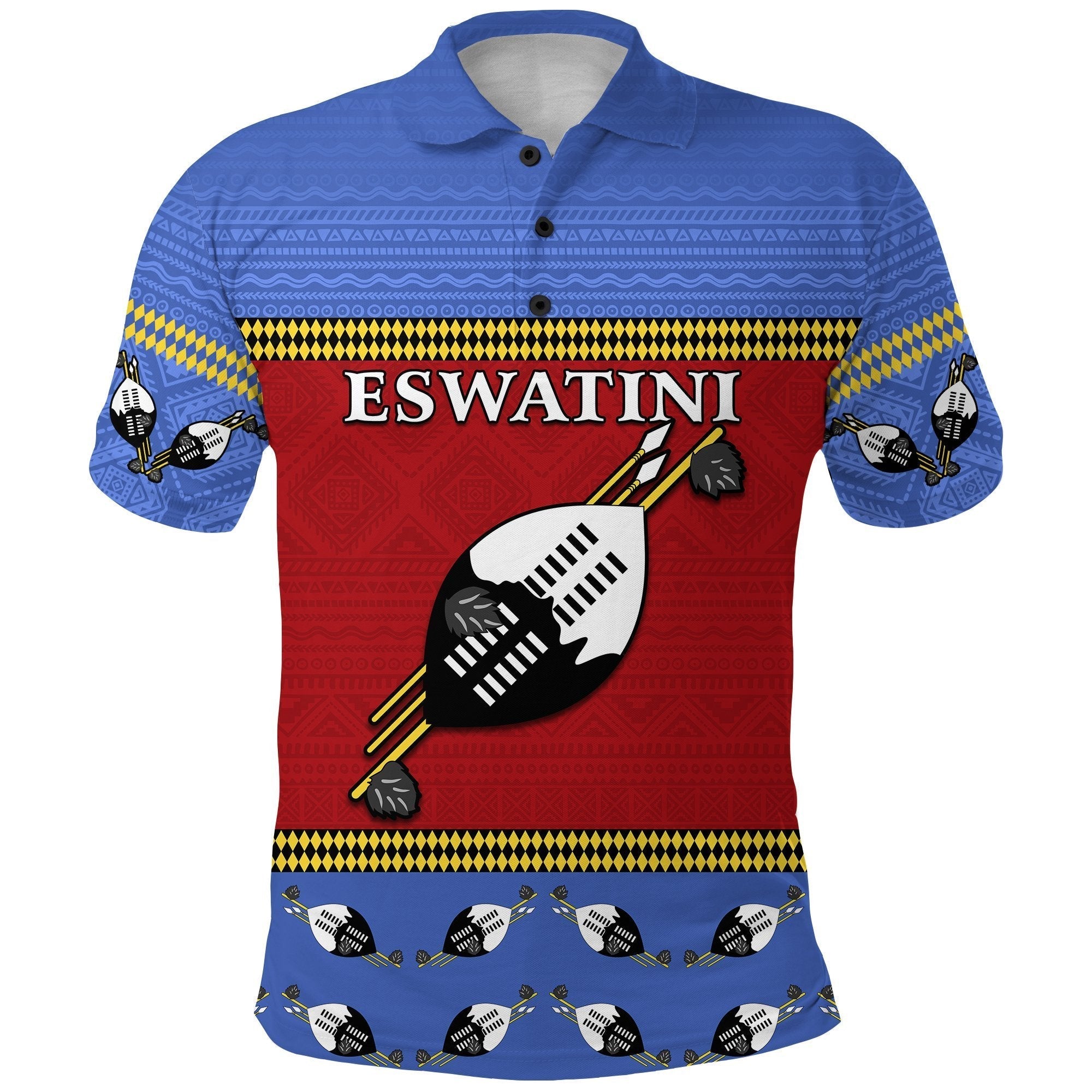 Eswatini Independent Anniversary Polo Shirt Flag and Shield Swaziland LT13 - Wonder Print Shop