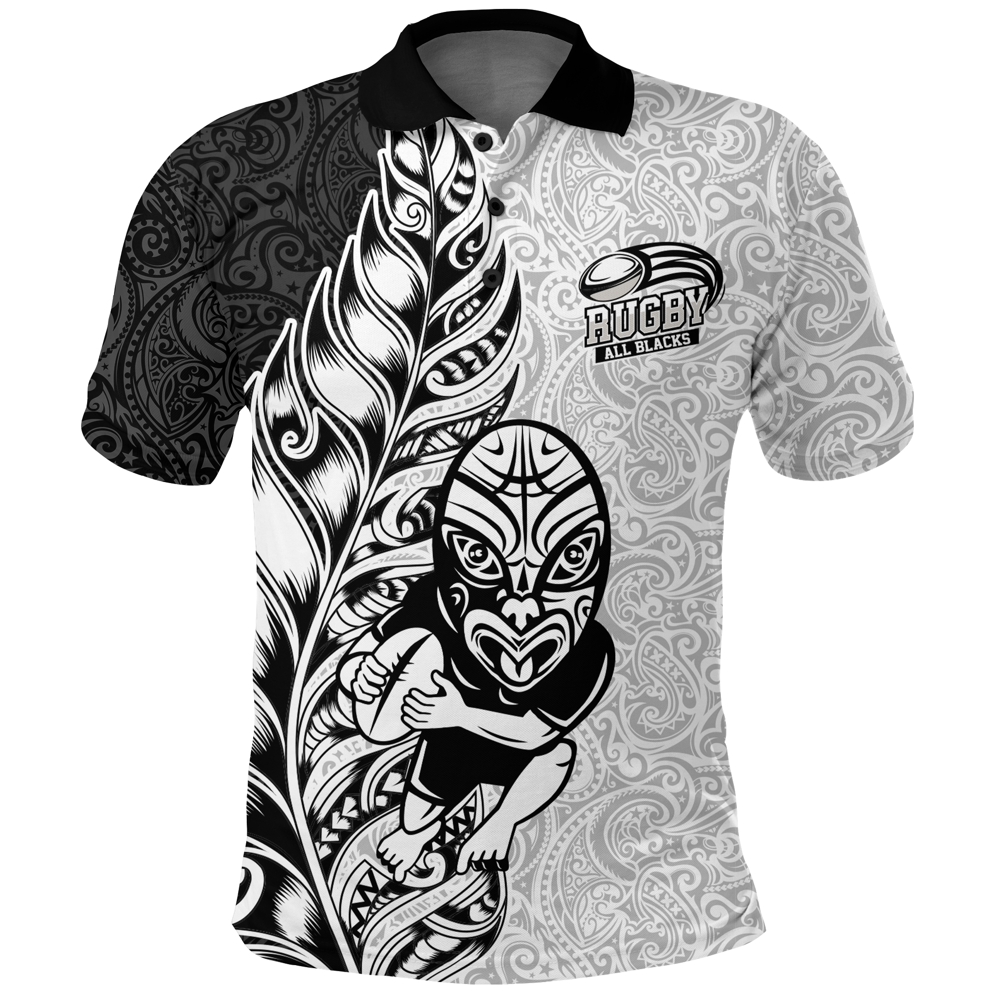 Custom New Zealand Maori All Black Rugby Polo Shirt LT2 - Wonder Print Shop