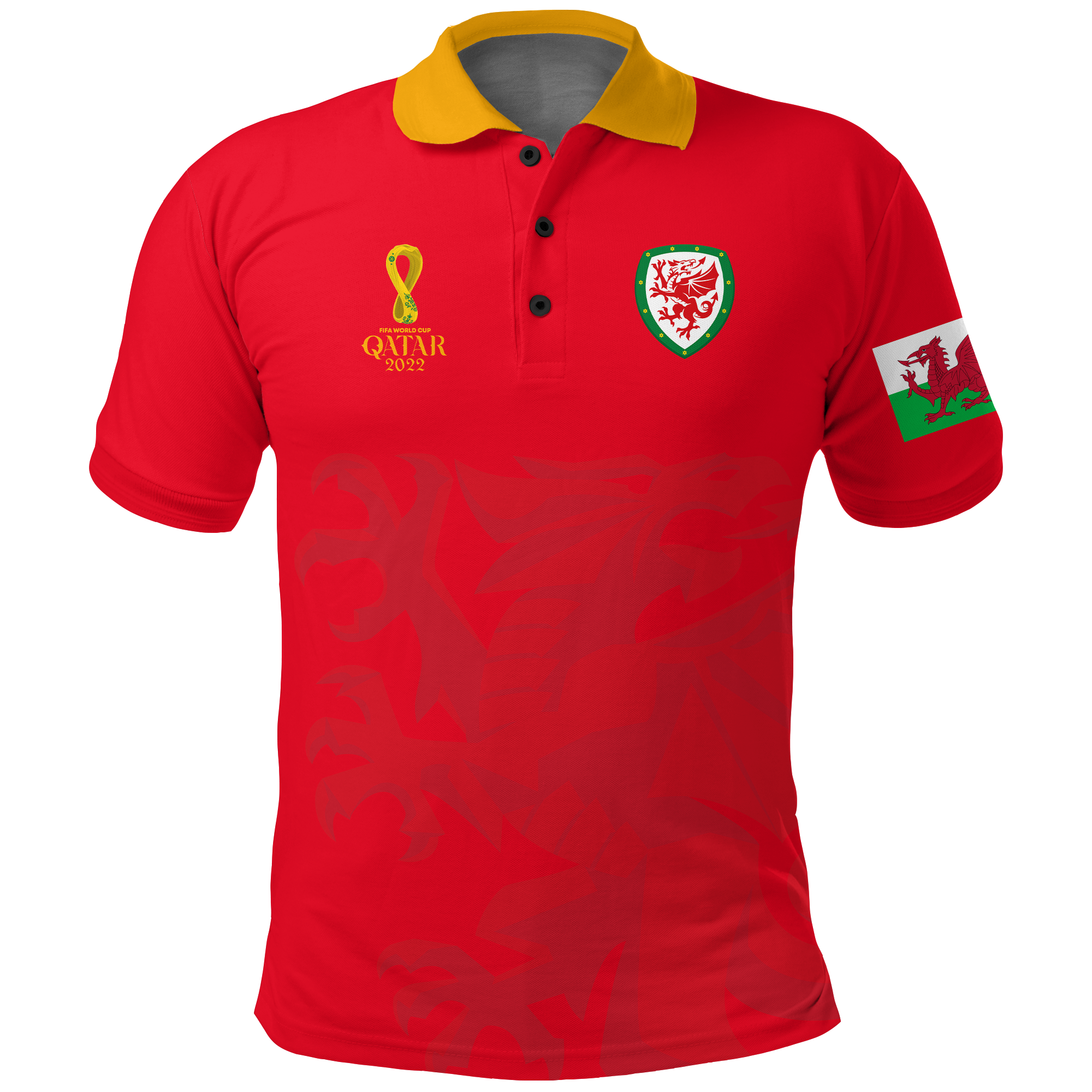 Wales Polo Shirt Football 2022 LT2 - Wonder Print Shop