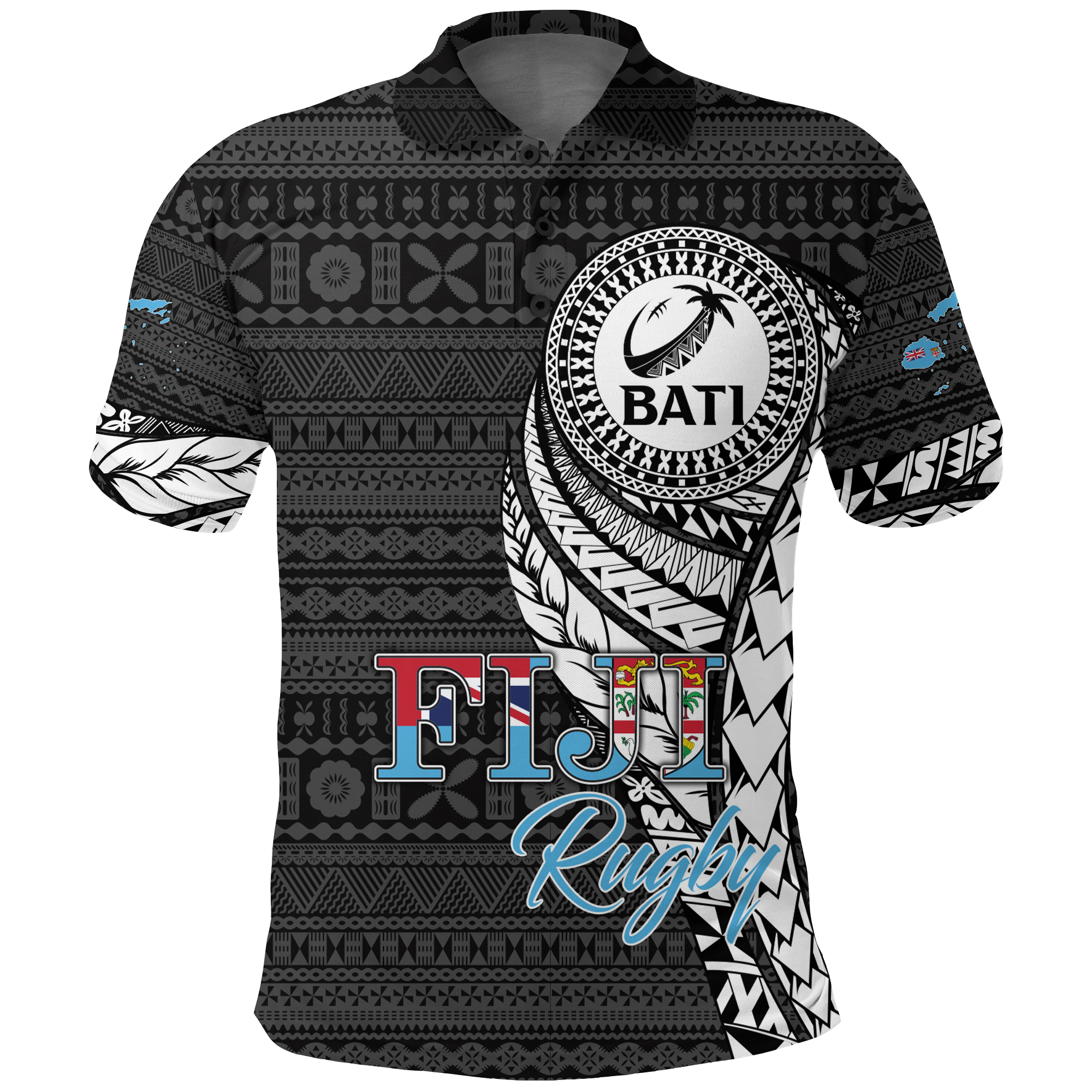 Custom Fiji Rugby Bati Tapa Pattern Polo Shirt LT2 - Wonder Print Shop