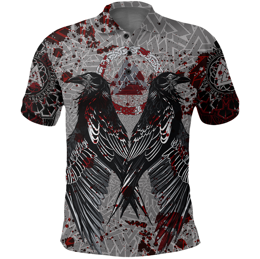 Viking Raven With Valknut Polo Shirt Style Blood RLT12 - Wonder Print Shop